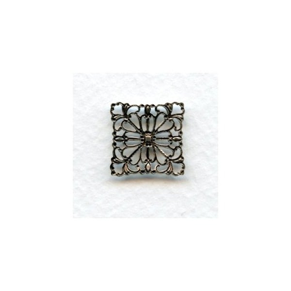 Square Flat Filigree Connector Oxidized Silver (12) - Image 2