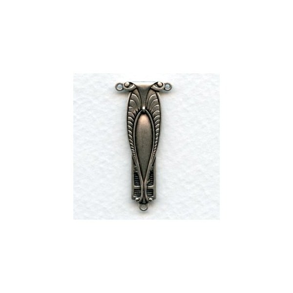 Art Deco Focal Connectors Oxidized Silver (2)