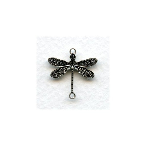 Victorian Style Dragonfly Connectors Oxidized Silver (12) - Image 2
