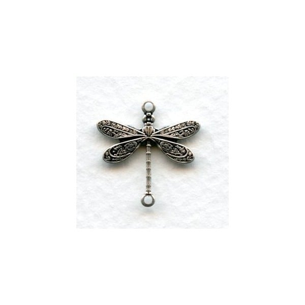 Victorian Style Dragonfly Connectors Oxidized Silver (12)