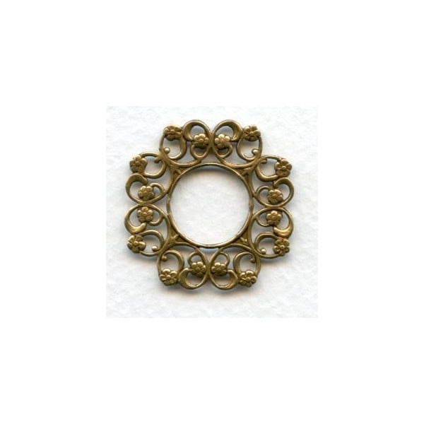 Floral Filigree 28mm Frames Oxidized Brass (6)