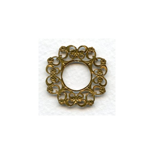 Floral Filigree 28mm Frames Oxidized Brass (6) - Image 2