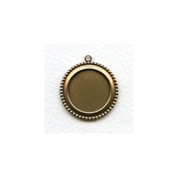 Beaded Edge Pendant Settings 18mm Oxidized Brass (6)