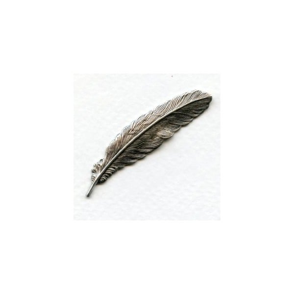 Small Feather Stampings Oxidized Silver 53mm (3)