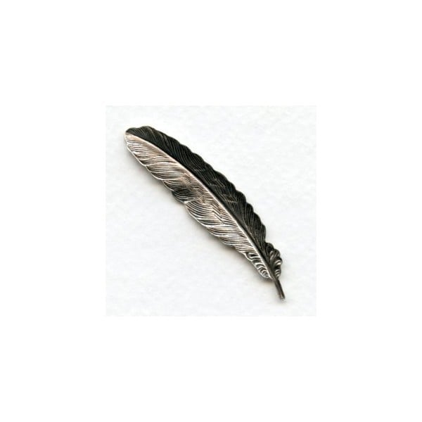 Small Feather Stampings Oxidized Silver 53mm (3) - Image 2