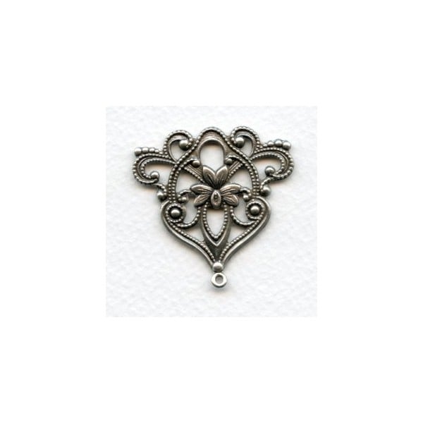 Floral Triangle with Loop Oxidized Silver 40mm (1)