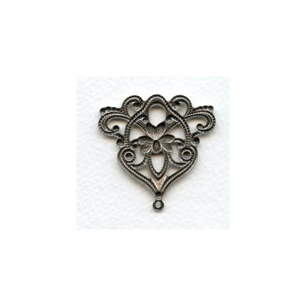Floral Triangle with Loop Oxidized Silver 40mm (1) - Image 2