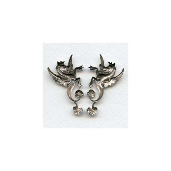 Hippocampus Mythical Seahorses Oxidized Silver (1 pair) - Image 2