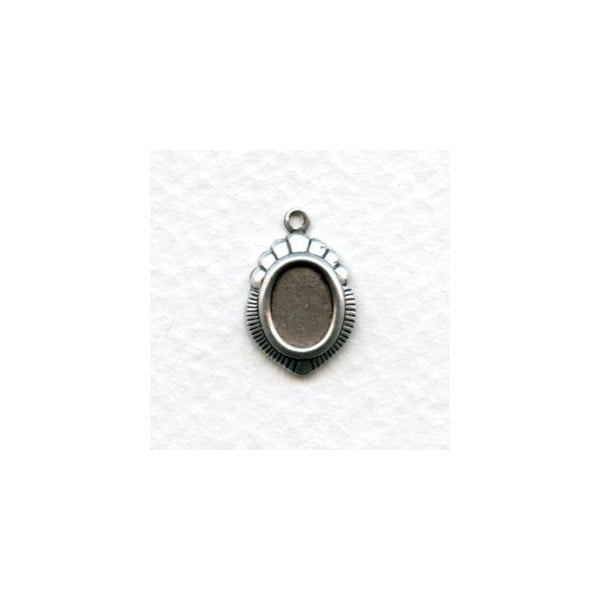 Pendant Earring Settings Oxidized Silver 8x6mm (12)
