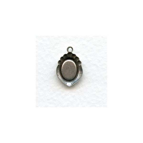 Pendant Earring Settings Oxidized Silver 8x6mm (12) - Image 2