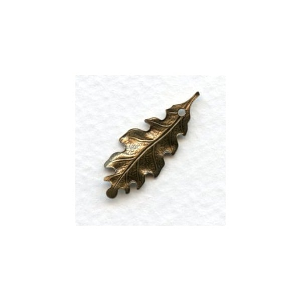 Small Oak Leaves With Hole Oxidized Brass 27mm (6) - Image 2