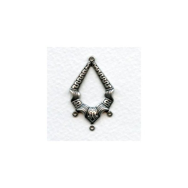 Ornate Connector Hoop Oxidized Silver 33mm (6)