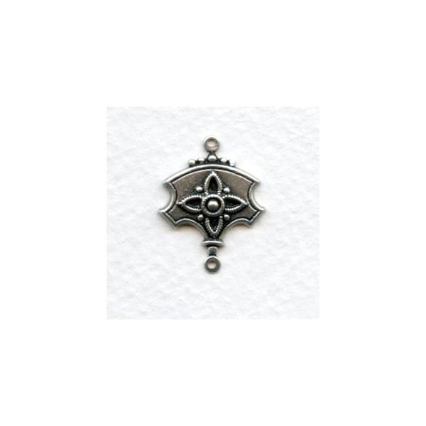Shield Shape 21mm Oxidized Silver Connectors (6)