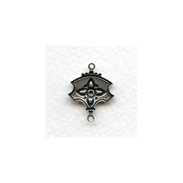 Shield Shape 21mm Oxidized Silver Connectors (6) - Image 2