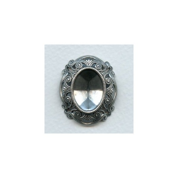 Filigree Edge 18x13mm Oval Setting Oxidized Silver (1)