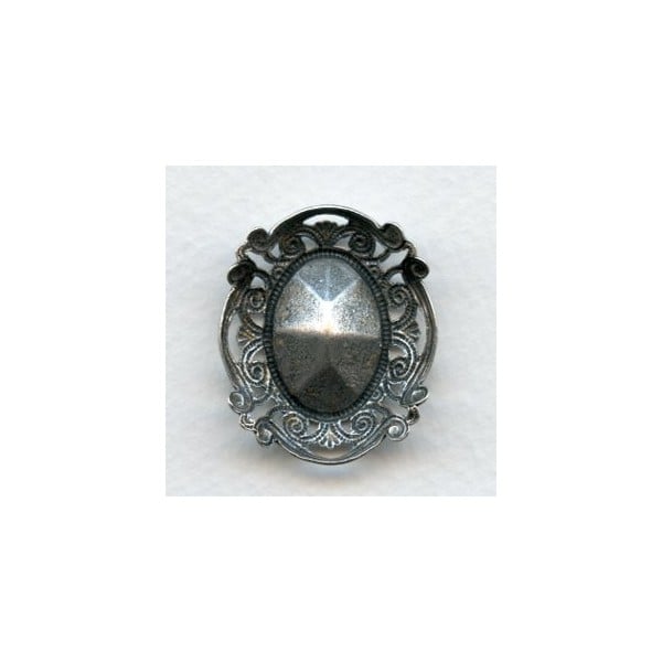Filigree Edge 18x13mm Oval Setting Oxidized Silver (1) - Image 2
