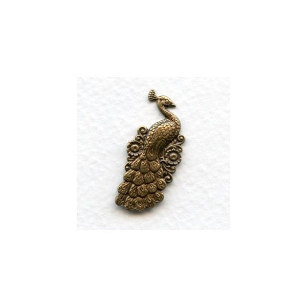 Peacock with Flowers Oxidized Brass 30mm (2)