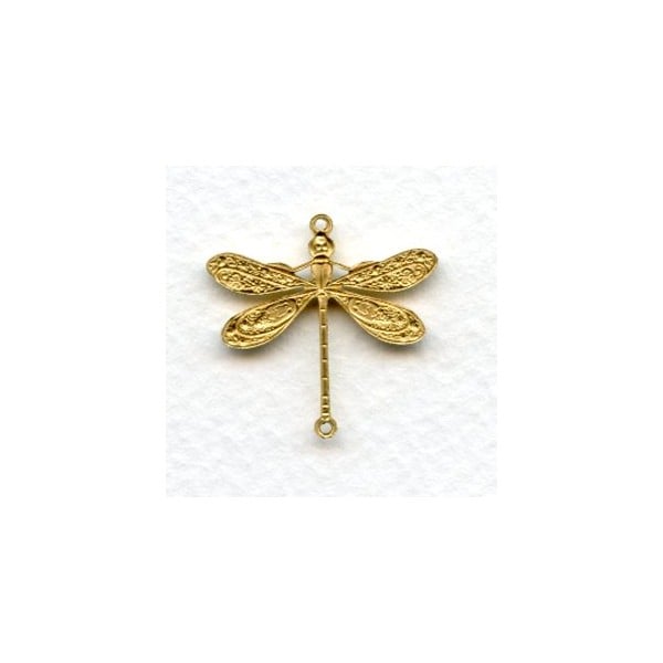Victorian Style Dragonfly Connectors Raw Brass 24mm (3) - Image 2