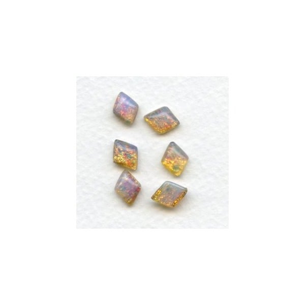 Pink Fire Opal Diamond Shape Harlequin Glass 11x8mm (6)