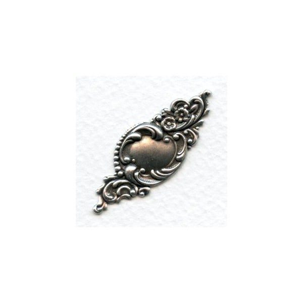 Flourish Cartouche Floral Design Oxidized Silver (1)