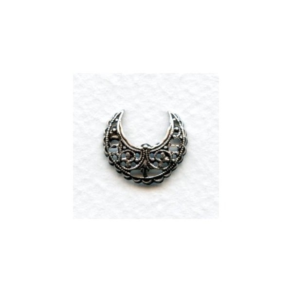 Smaller Half Moon Filigree Oxidized Silver 17mm (6)