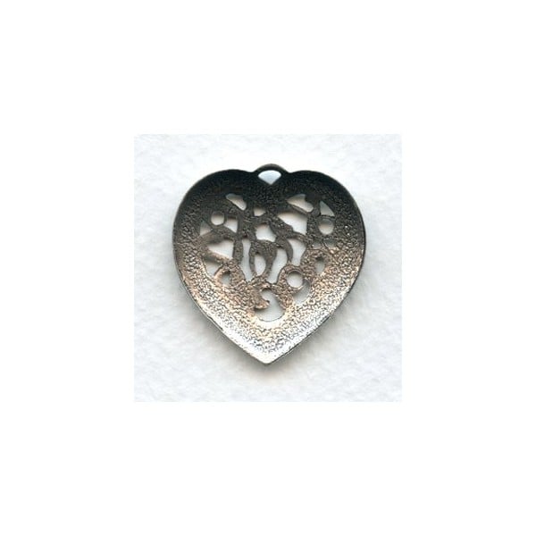 Detailed Heart Pendants Openwork Oxidized Silver 28mm (3) - Image 2