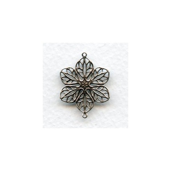 Filigree Flower Connectors Oxidized Silver (6)