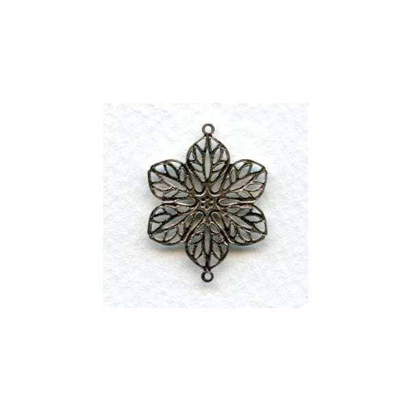 Filigree Flower Connectors Oxidized Silver (6) - Image 2