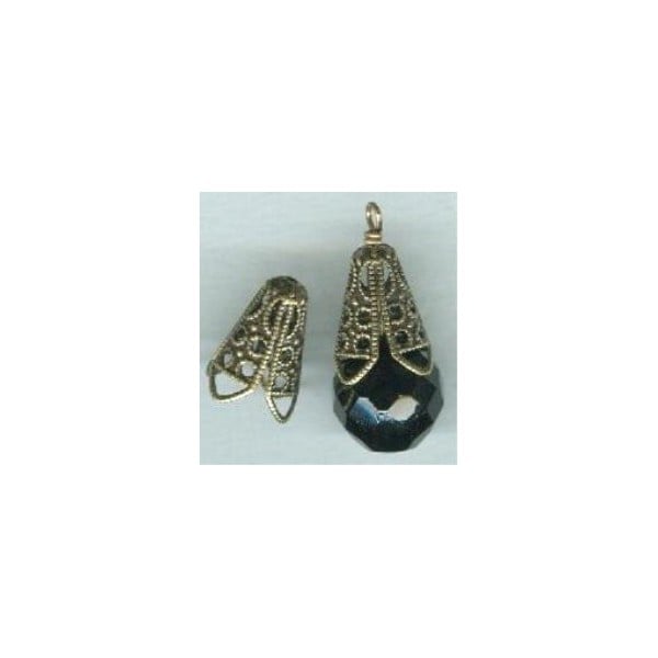 Filigree Cone Bead Caps 12mm Oxidized Brass (12) - Image 2