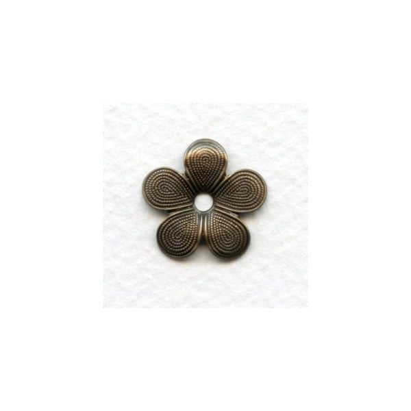 ^Beaded Detail Flower Shapes Oxidized Brass 18mm (12)