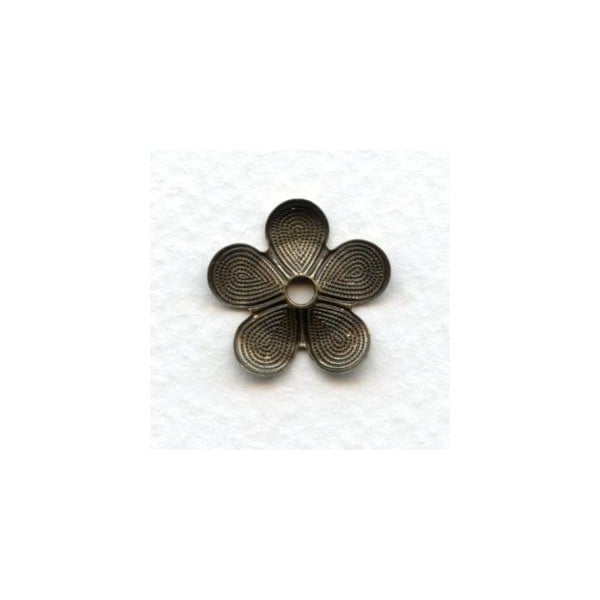 ^Beaded Detail Flower Shapes Oxidized Brass 18mm (12) - Image 2