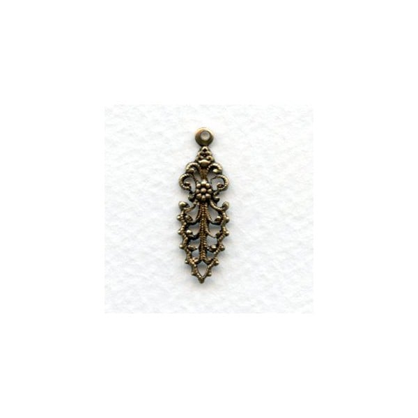 Fancy Filigree Pendant Drop 25mm Oxidized Brass (12)