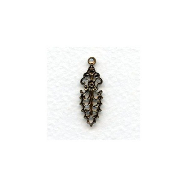 Fancy Filigree Pendant Drop 25mm Oxidized Brass (12) - Image 2