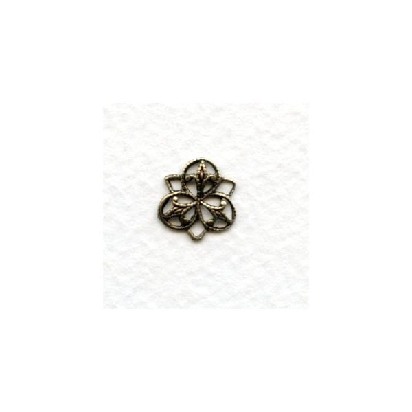 Small Three Petal Connector Filigree Oxidized Brass 11mm (12)