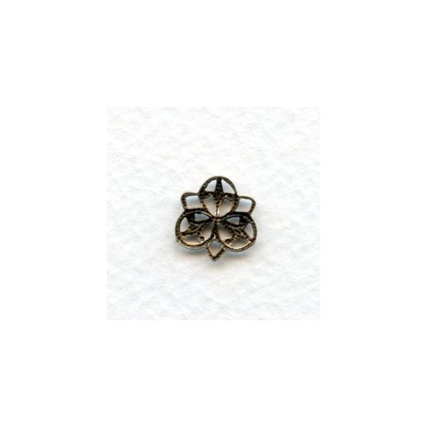 Small Three Petal Connector Filigree Oxidized Brass 11mm (12) - Image 2