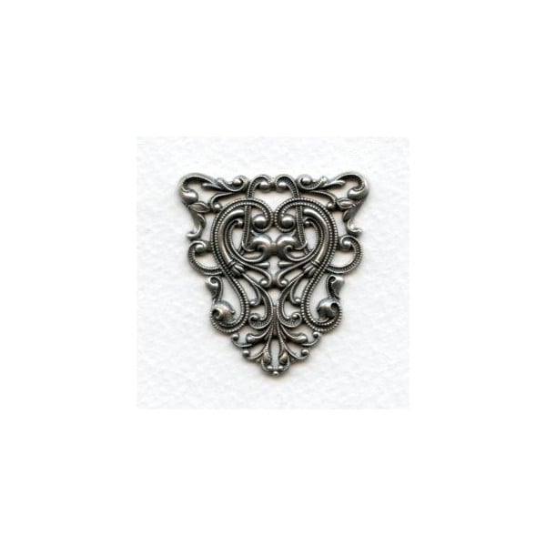 Filigree Ornate Triangle 40mm Stamping Oxidized Silver (1)