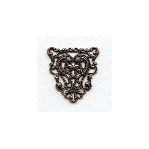 Filigree Ornate Triangle 40mm Stamping Oxidized Copper (1)