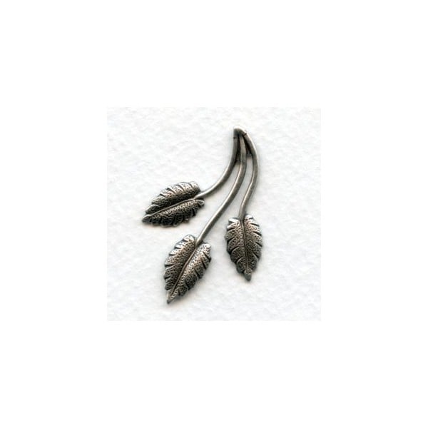 Three Leaf Spray Oxidized Silver Stampings 37mm (6)