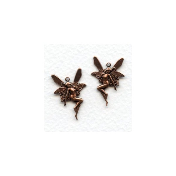 Nude Fairy Charms Right Left Oxidized Copper (6 pairs)