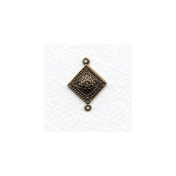 Square Medallion Connector 21mm Oxidized Brass (6)
