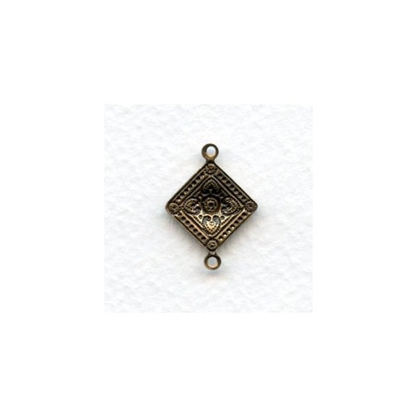 Square Medallion Connector 21mm Oxidized Brass (6) - Image 2