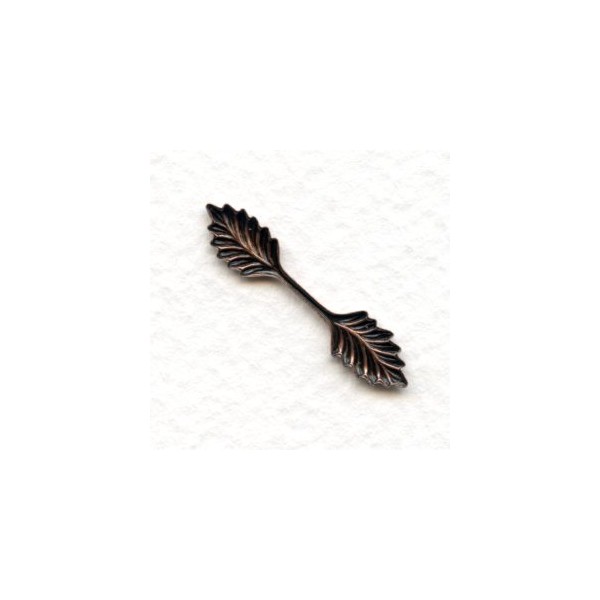 Small Double Leaf Bail Stampings Oxidized Copper 26mm (12) - Image 2