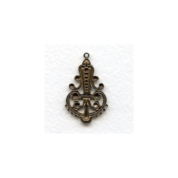 Fancy Filigree 33mm Pendant Drops Oxidized Brass (6) - Image 2