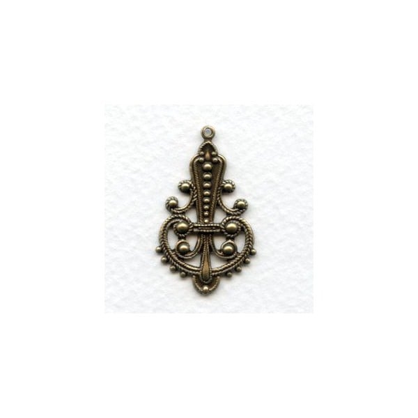 Fancy Filigree 33mm Pendant Drops Oxidized Brass (6)
