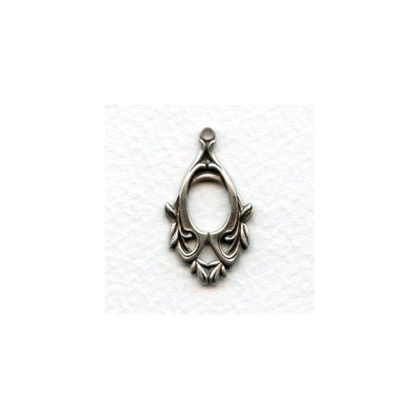 Floral Pendant Hoops Oxidized Silver (6)