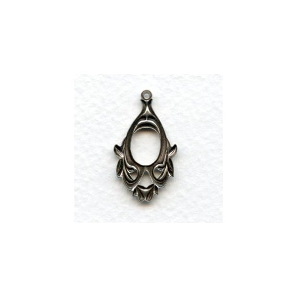 Floral Pendant Hoops Oxidized Silver (6) - Image 2