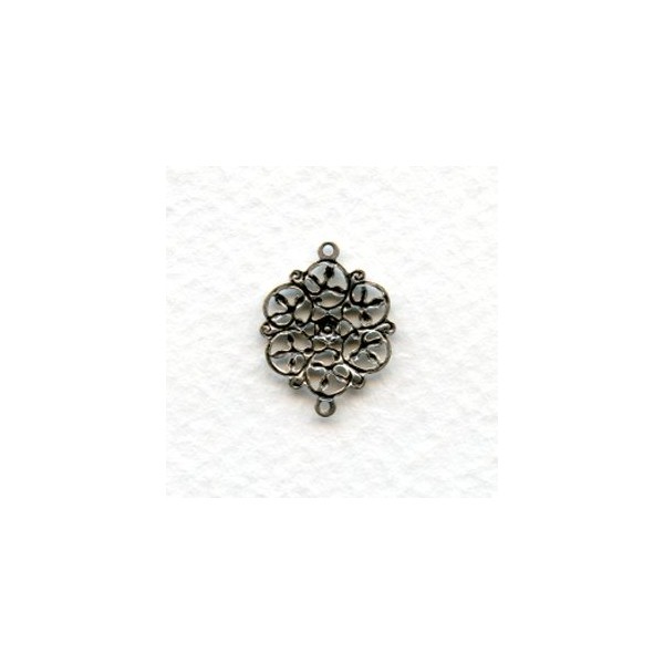 Flat Filigree Circles Connectors Oxidized Silver (6) - Image 2