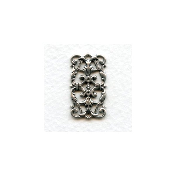 Ornate Link Connector Detailed Oxidized Silver (6)