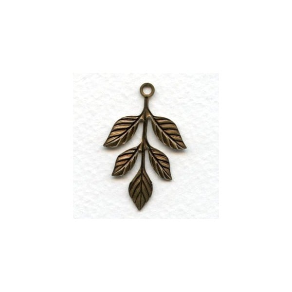 Leaf Spray with Loop Oxidized Brass 36mm (6) - Image 2