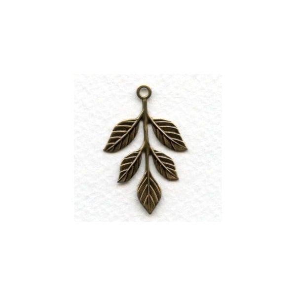 Leaf Spray with Loop Oxidized Brass 36mm (6)